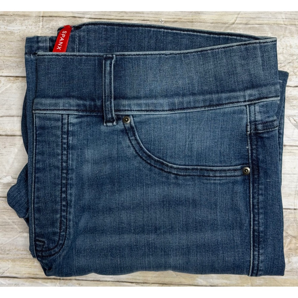 Spanx Ankle Flare Jeans Medium Wash‎ Blue Denim Pull On High Rise Women's 1X